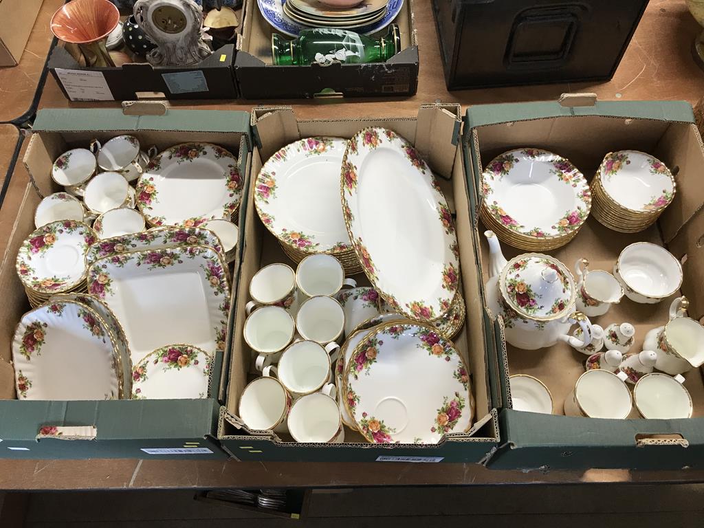 A large quantity of Royal Albert Old Country Roses china, in three trays