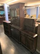 Two reproduction bookcases and a side cabinet