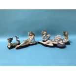 Four boxed Lladro mermaids and angels