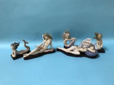 Four boxed Lladro mermaids and angels