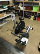 A rowing machine and an exercise bike
