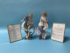 Two boxed Lladro Seahorses