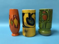 Three Poole pottery vases