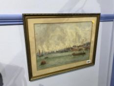 Benedict Hemy (1845-1913), watercolour, signed, 'View of the River Tyne', 26 x 36cm