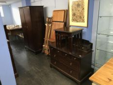 Two Stag wardrobes, a dressing chest and a nest of tables and double bed