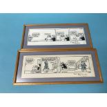 Two framed Andy Cap cartoons, signed 'Best wishes, Reg Smythe'