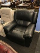 A black leather recliner