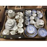 Two trays of assorted tea china