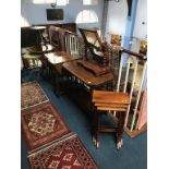 A rosewood table, mirror and Edwardian occasional table etc.