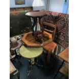 An octagonal table, folding chair, occasional table etc.