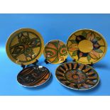 Five various Poole pottery wall plates