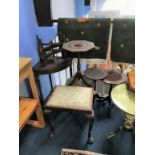 A stool, occasional table and a corner stand etc.