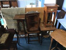 A corner cabinet, stool, plant stand and side table etc.