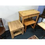 A pine side table etc.