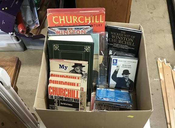 A box of Churchil ephemera etc.