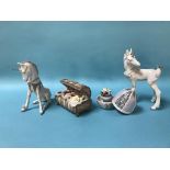 Two boxed Lladro 'Unicorns', a boxed Spring Egg and a boxed Lladro 'Cofre'