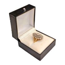 A 14ct diamond cluster ring, 8.6g, size 'L', central stone approx. 0.5ct, 2.5ct total