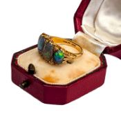 An 18ct gold opal and diamond ring, 7.2g, size 'N'