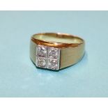 A gents 14ct gold and diamond signet ring, 7.5g