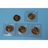 Five 1/10th oz Canadian fine gold coins