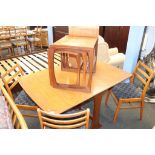 A teak nest of tables, corner unit and G Plan teak table and four chairs