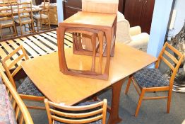 A teak nest of tables, corner unit and G Plan teak table and four chairs