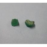 Two uncut emeralds