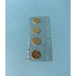 Four Canadian fine gold 1/4 oz coins