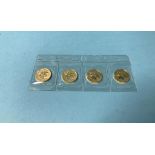 Four Canadian fine gold 1/4 oz coins