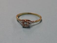 An 18ct gold diamond solitaire, 1.8g, size 'N' approx. 0.4ct