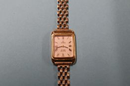 A ladies Omega wristwatch, with 9ct strap and box