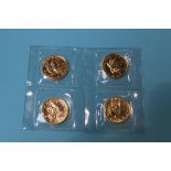 Four Canadian fine gold 1/4 oz coins