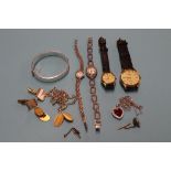 A silver bracelet, various watches etc.