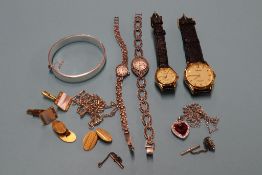A silver bracelet, various watches etc.
