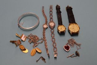 A silver bracelet, various watches etc.