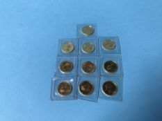 Ten Canadian fine gold 1/10th oz coins