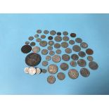 A collection of assorted coins, to include Georgian Cartwheel Penny etc.