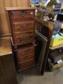 Pair of pine chest of drawers and two mirrors