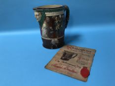 A Royal Doulton Shakespeare 'Immortal Swan of Avon' jug, with certificate