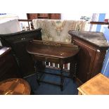 Two 19th century oak corner cabinets and an oak barley twist side table