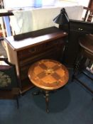 Reproduction bookcase, a lamp and an Italian style table