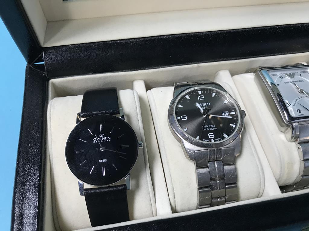Collection of gents wristwatches including Tissot, Armani, Feice etc. - Image 2 of 3