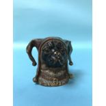 A gold painted bronze novelty inkwell lid in the form of a Pug