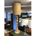 A 1970 Bernard Rooke Totem stoneware lamp with original shade, 102cm height (lamp)