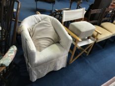 White bedroom chair, stool and a Directors chair