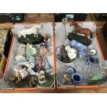 Two trays including Royal Doulton figures etc.