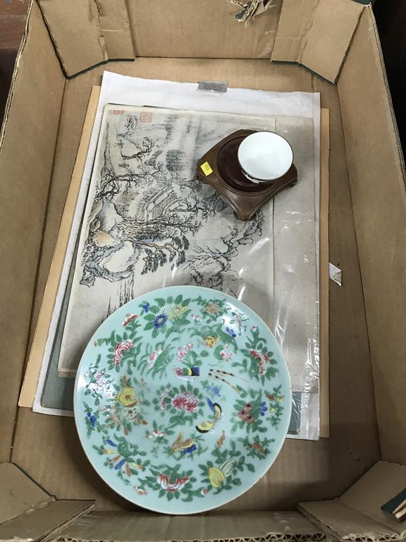 Oriental bowl, variety of prints etc.