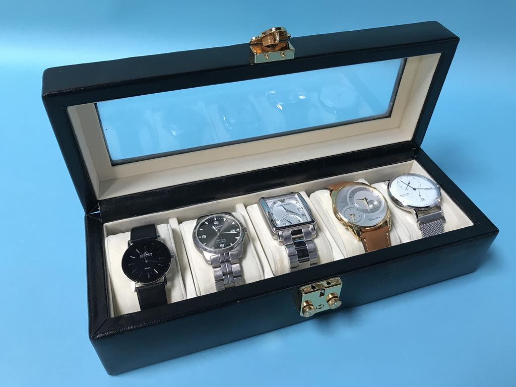 Collection of gents wristwatches including Tissot, Armani, Feice etc.