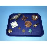 Tray of assorted including a bronze, loose opals etc