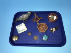 Tray of assorted including a bronze, loose opals etc
